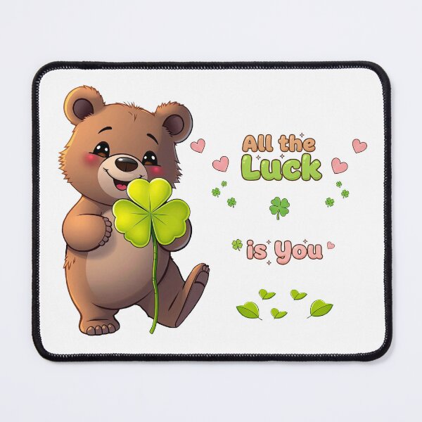 Item preview, Cute Lucky Teddy Bear "All The Luck Is You" - St. Patrick's Day & Encouragement Art designed and sold by MCT-GALLERY.