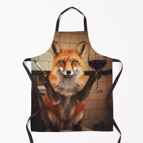 Item preview, Photoreal Fox on Toilet – Wine & Cigarette, Rustic Bathroom Wall Art designed and sold by vk09.