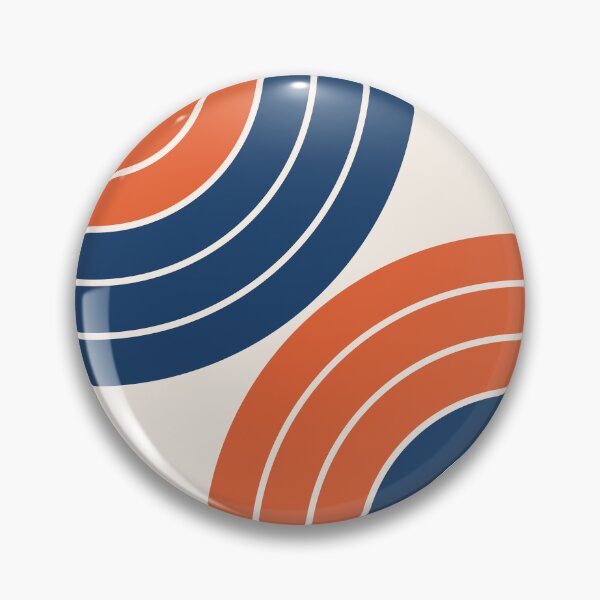 Item preview, Midcentury Modern Geometric Rainbow 15 in Navy Blue and Burnt Orange designed and sold by nineFlorals.