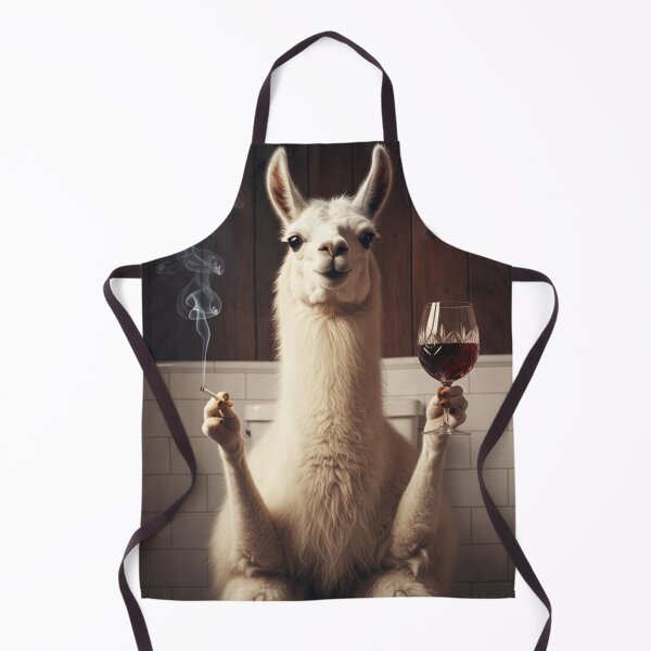 Item preview, Photoreal Llama on Toilet – Wine & Cigarette, Rustic Bathroom Wall Art designed and sold by vk09.