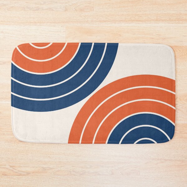 Item preview, Midcentury Modern Geometric Rainbow 15 in Navy Blue and Burnt Orange designed and sold by nineFlorals.
