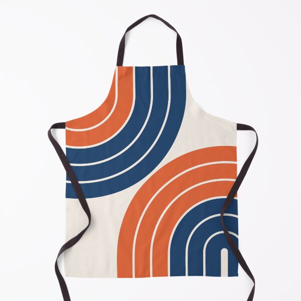Item preview, Midcentury Modern Geometric Rainbow 15 in Navy Blue and Burnt Orange designed and sold by nineFlorals.