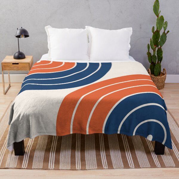 Item preview, Midcentury Modern Geometric Rainbow 15 in Navy Blue and Burnt Orange designed and sold by nineFlorals.
