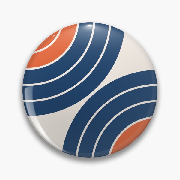 Item preview, Midcentury Modern Geometric Rainbow 14 in Navy Blue and Burnt Orange designed and sold by nineFlorals.