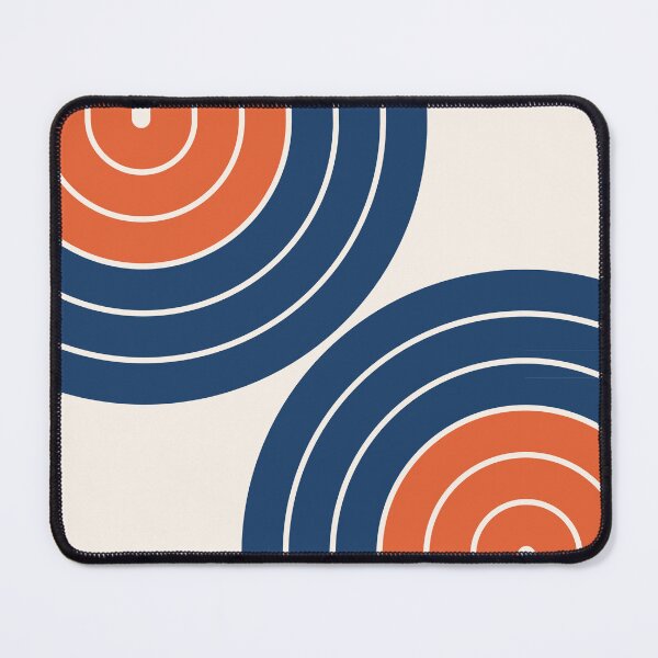 Item preview, Midcentury Modern Geometric Rainbow 14 in Navy Blue and Burnt Orange designed and sold by nineFlorals.
