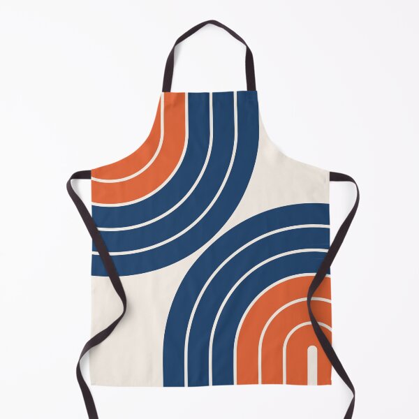Item preview, Midcentury Modern Geometric Rainbow 14 in Navy Blue and Burnt Orange designed and sold by nineFlorals.