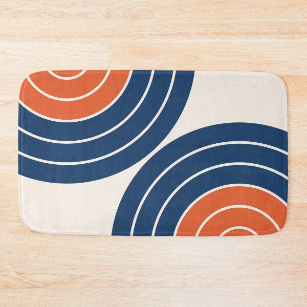 Item preview, Midcentury Modern Geometric Rainbow 14 in Navy Blue and Burnt Orange designed and sold by nineFlorals.