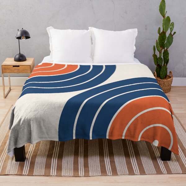 Item preview, Midcentury Modern Geometric Rainbow 14 in Navy Blue and Burnt Orange designed and sold by nineFlorals.
