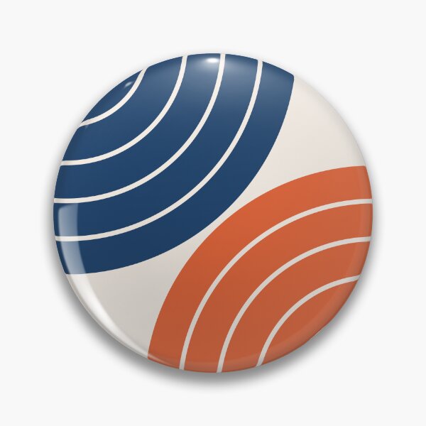Item preview, Midcentury Modern Geometric Rainbow 13 in Navy Blue and Burnt Orange designed and sold by nineFlorals.