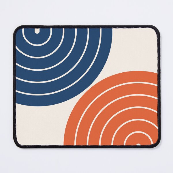 Item preview, Midcentury Modern Geometric Rainbow 13 in Navy Blue and Burnt Orange designed and sold by nineFlorals.