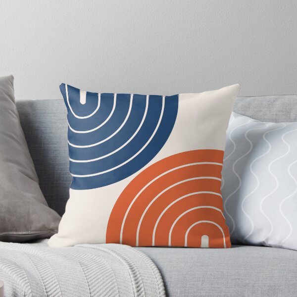 Item preview, Midcentury Modern Geometric Rainbow 13 in Navy Blue and Burnt Orange designed and sold by nineFlorals.