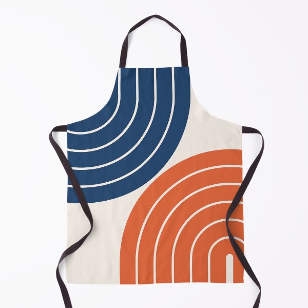 Item preview, Midcentury Modern Geometric Rainbow 13 in Navy Blue and Burnt Orange designed and sold by nineFlorals.
