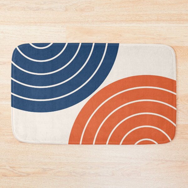 Item preview, Midcentury Modern Geometric Rainbow 13 in Navy Blue and Burnt Orange designed and sold by nineFlorals.