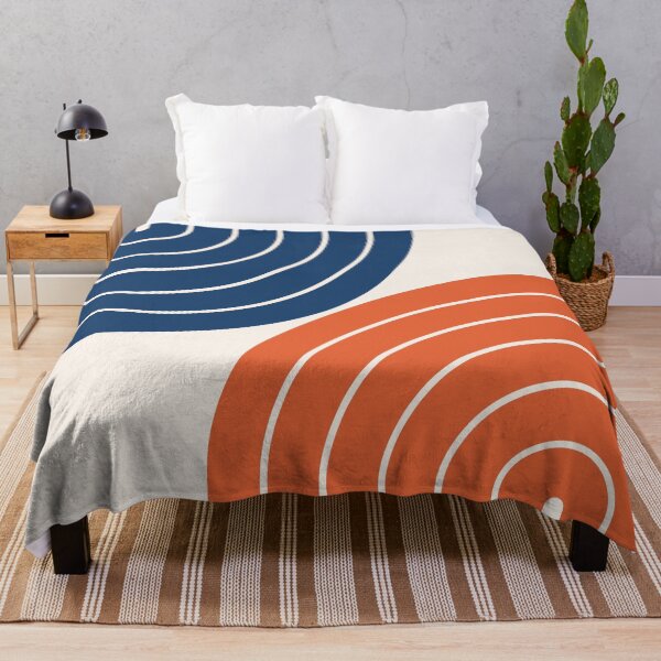 Item preview, Midcentury Modern Geometric Rainbow 13 in Navy Blue and Burnt Orange designed and sold by nineFlorals.