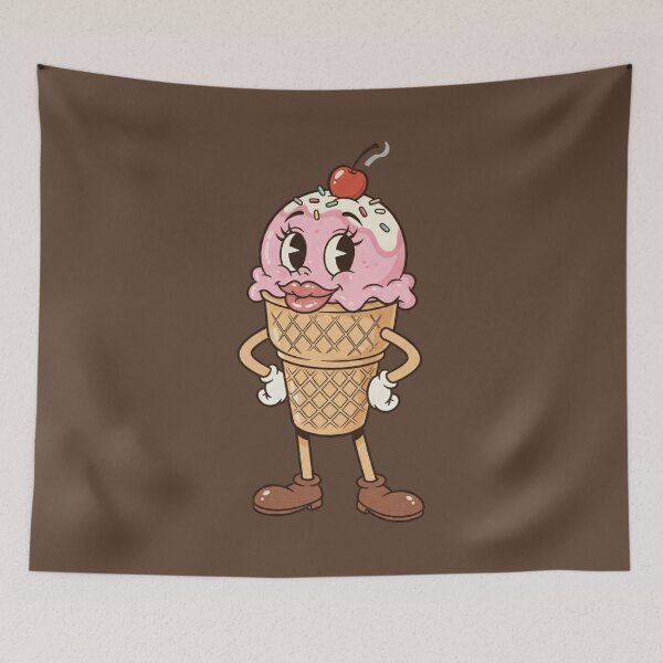 Item preview, Vintage Ice Cream Cone Mascot - Retro Rubber Hose Cartoon designed and sold by AwesomeBeyondLimits.