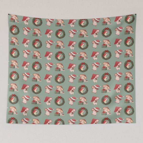 Item preview, Four Happy Holiday Mushrooms designed and sold by Fairydrop.