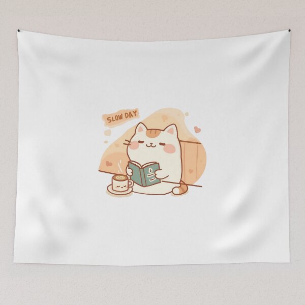 Item preview, Hungry Cat Reading a Cookbook – Slow Day Friends Cozy Café Style designed and sold by SlowDayFriends.