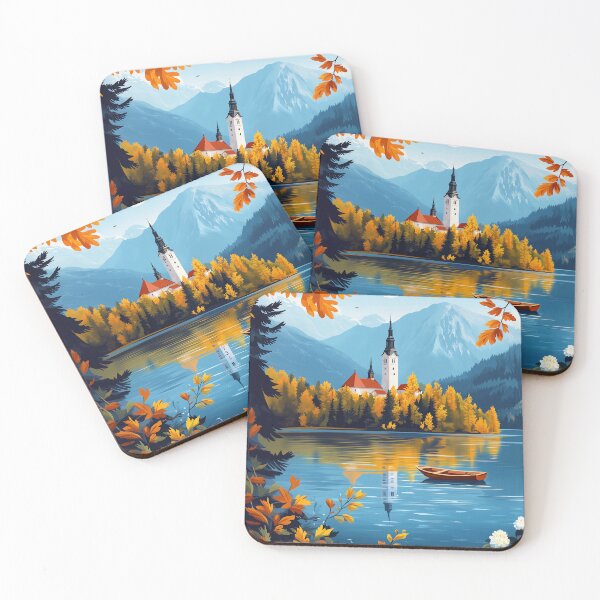 Item preview, Bled Slovenia Retro Travel Print designed and sold by HomeLivingCo.