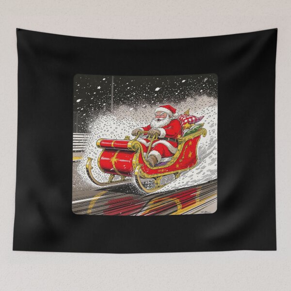 Artikelvorschau, Weihnachtsmann im Schlittendrift – Renn-Meme-Stil | Lustiges, energiegeladenes Weihnachtsdesign entworfen und verkauft von ColorSplash123.