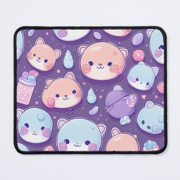 Item preview, Kawaii Pastel Animals Pattern Cute Chubby Cat & Bear Faces designed and sold by Trueways.
