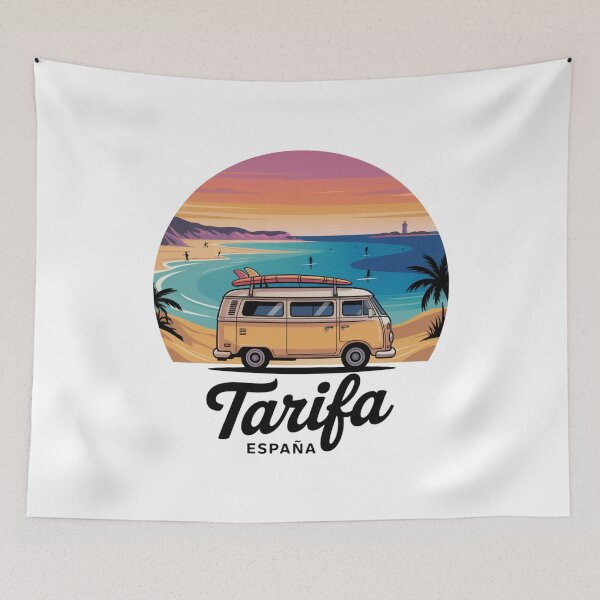 Item preview, Atardecer surfero retro en Tarifa, España - Ilustración de viaje costero designed and sold by CircinusStore.