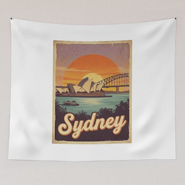 Item preview, Vintage Sydney Sunset Opera House & Harbour Bridge designed and sold by EverBranz-stor.