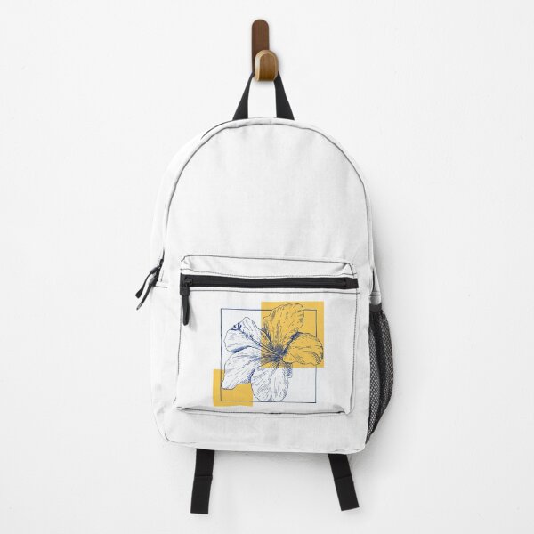 Item preview, Hibiscus Flower Geometry Blue Floral Line Art with Yellow Shapes designed and sold by fachhdy.