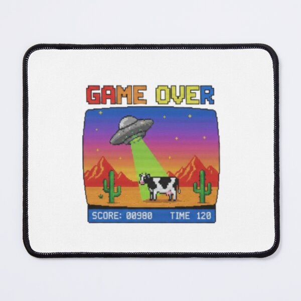 Item preview, Game Over - 8-bit Retro Arcade UFO Cow Abduction / Dream Weaver - Retro Vaporwave Astronaut in Neon City designed and sold by Saeed Ahmad.