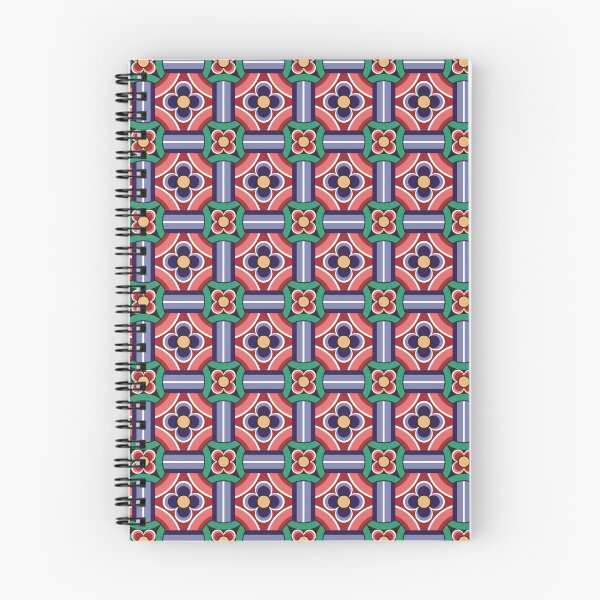 Item preview, Korean Dancheong Floral Grid Pattern – Traditional Color Harmony designed and sold by line9cat.
