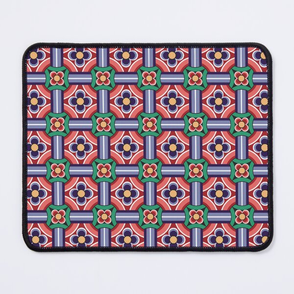 Item preview, Korean Dancheong Floral Grid Pattern – Traditional Color Harmony designed and sold by line9cat.