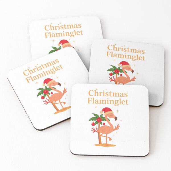 Item preview, Festive Beach Flamingo Holiday Artwork designed and sold by TrinovaCreates.