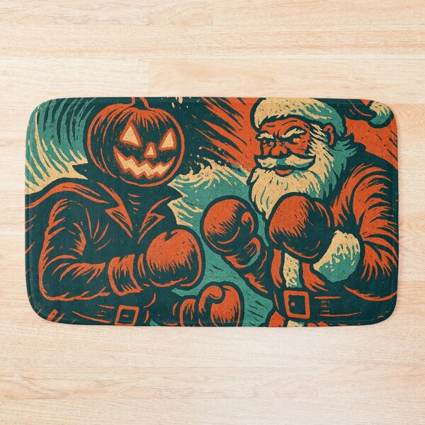 Item preview, Headless Horseman vs Santa: Retro Boxing Night Halloween Holiday Art designed and sold by TheHorsemanRidesAgain.