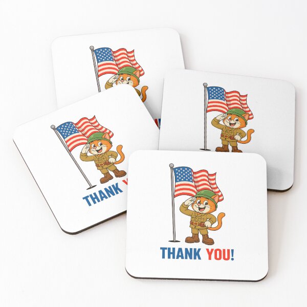 Item preview, Cat soldier saluting the American flag thank you designed and sold by Be-Random.
