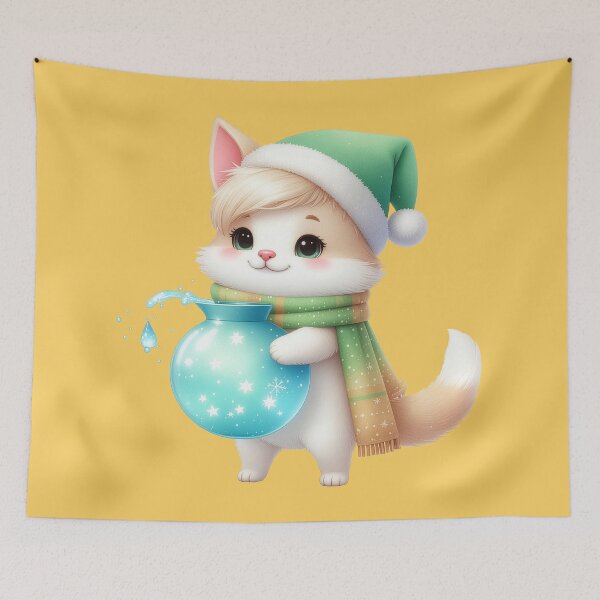 Item preview, Christmas Kitty Cat x Aquarius Zodiac sign designed and sold by Pixelo Studio.