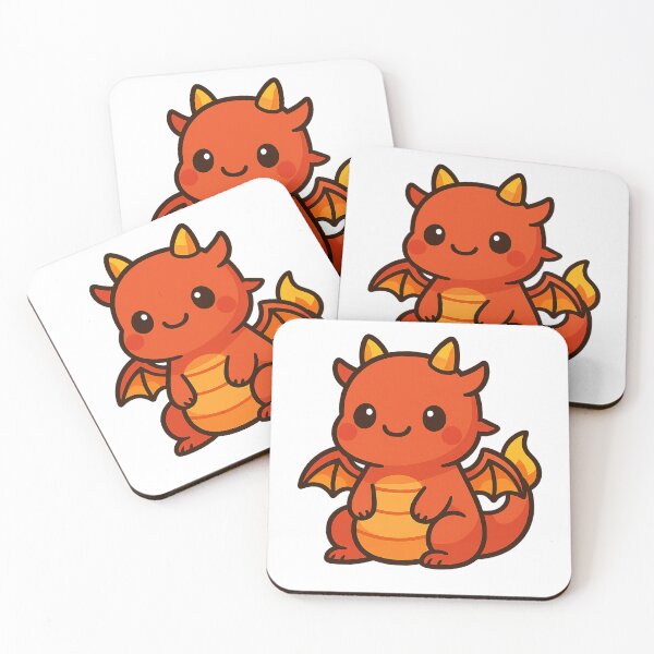 Artikelvorschau, Niedlicher Baby-Feuerdrache – Kawaii Chibi-Drachen-Design entworfen und verkauft von GoldenDreamGallery.