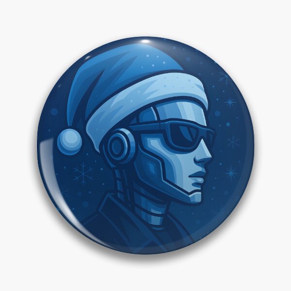 Item preview, Female AI Robot in Blue Santa Hat designed and sold by DigiHub Linker.