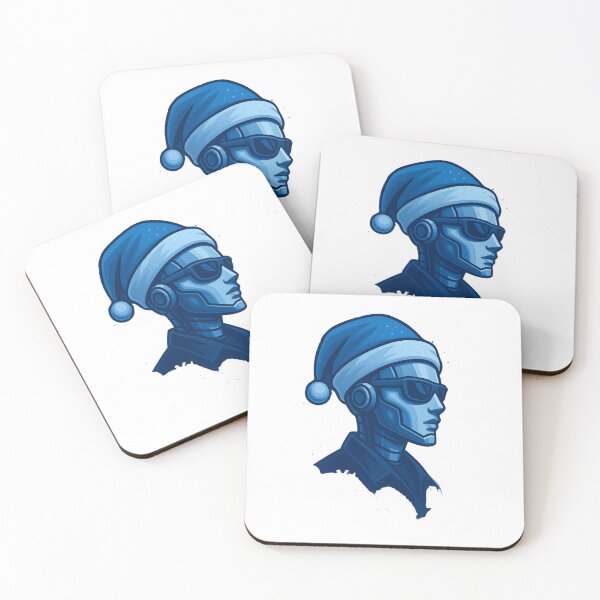 Item preview, Female AI Robot in Blue Santa Hat designed and sold by DigiHub Linker.