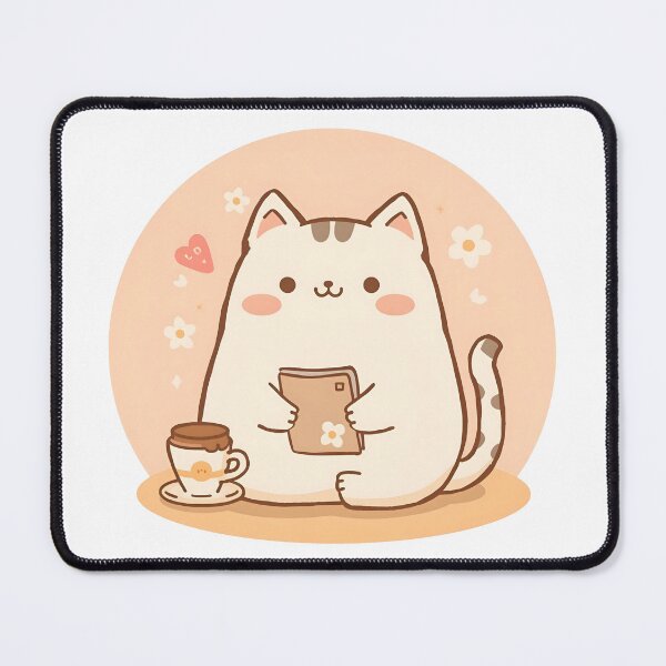 Item preview, Cute Chubby Café Cat Reading Notebook – Slow Day Friends Aesthetic Mascot designed and sold by SlowDayFriends.