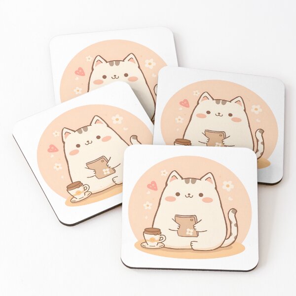 Item preview, Cute Chubby Café Cat Reading Notebook – Slow Day Friends Aesthetic Mascot designed and sold by SlowDayFriends.