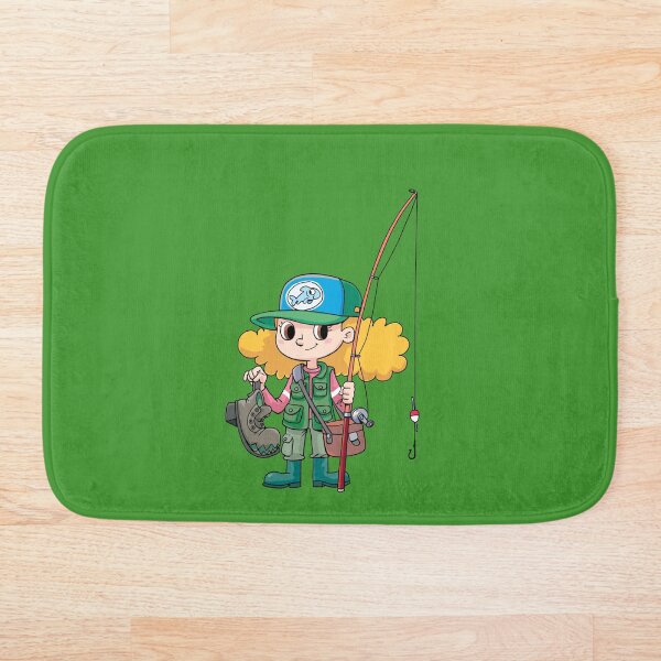 Item preview, girl fisherman with a fishing rod and a worn-out old shoe designed and sold by duxpavlic.