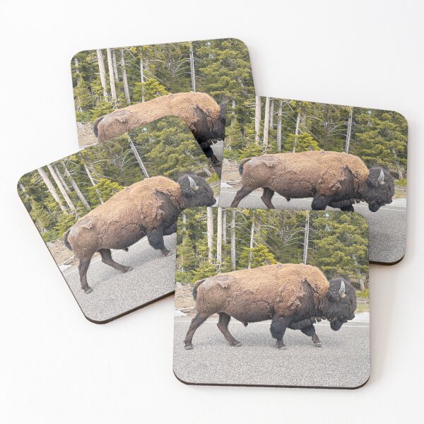 Item preview, Bison buffalo walking the road in Yellowstone. designed and sold by MYTOPSHELF.
