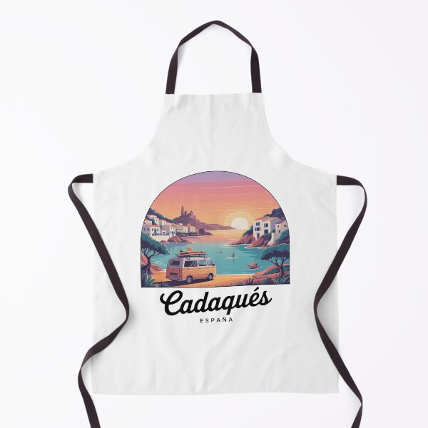 Item preview, Cadaqués Spain Retro Sunset - Mediterranean Coastal Travel Illustration designed and sold by CircinusStore.