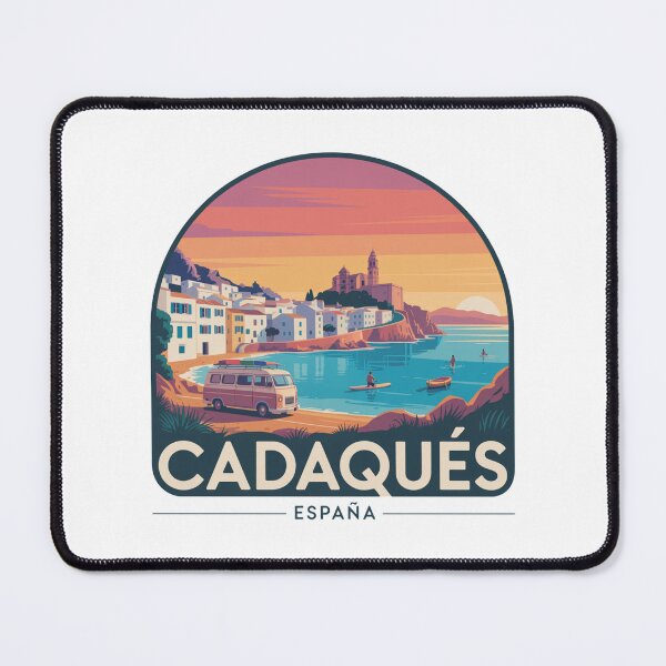 Item preview, Cadaqués Spain Retro Sunset - Mediterranean Coastal Illustration designed and sold by CircinusStore.