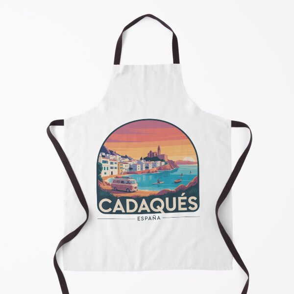Item preview, Cadaqués Spain Retro Sunset - Mediterranean Coastal Illustration designed and sold by CircinusStore.