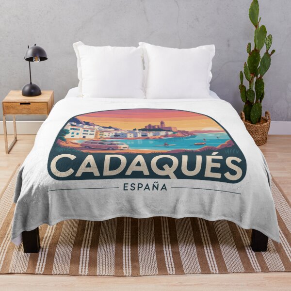 Item preview, Cadaqués Spain Retro Sunset - Mediterranean Coastal Illustration designed and sold by CircinusStore.