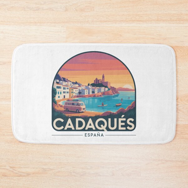 Item preview, Cadaqués Spain Retro Sunset - Mediterranean Coastal Illustration designed and sold by CircinusStore.