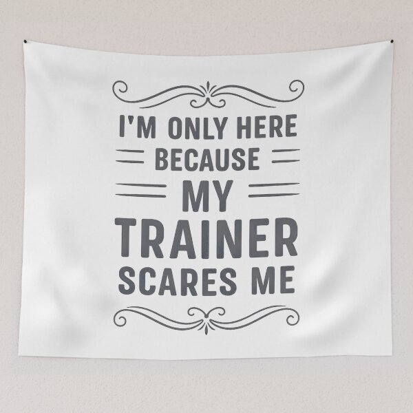 Item preview, I'm Only Here Because My Trainer Scares Me Retro Workout designed and sold by hemagamo.