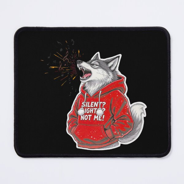 Item preview, Cool Christmas Wolf – “Silent Night? Not Me!” | Funny Howling Wolf Holiday Design designed and sold by ColorSplash123.