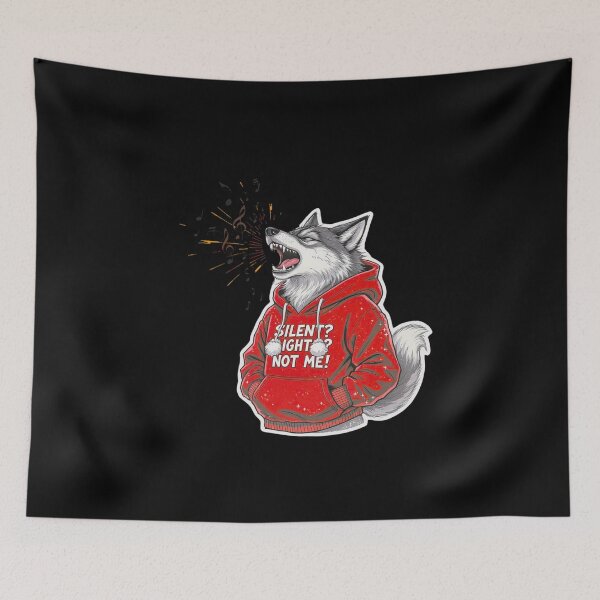 Item preview, Cool Christmas Wolf – “Silent Night? Not Me!” | Funny Howling Wolf Holiday Design designed and sold by ColorSplash123.