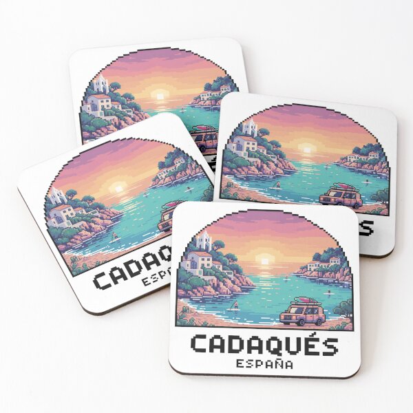 Item preview, Cadaqués Spain Pixel Sunset - Mediterranean Coastal Pixel Art designed and sold by CircinusStore.